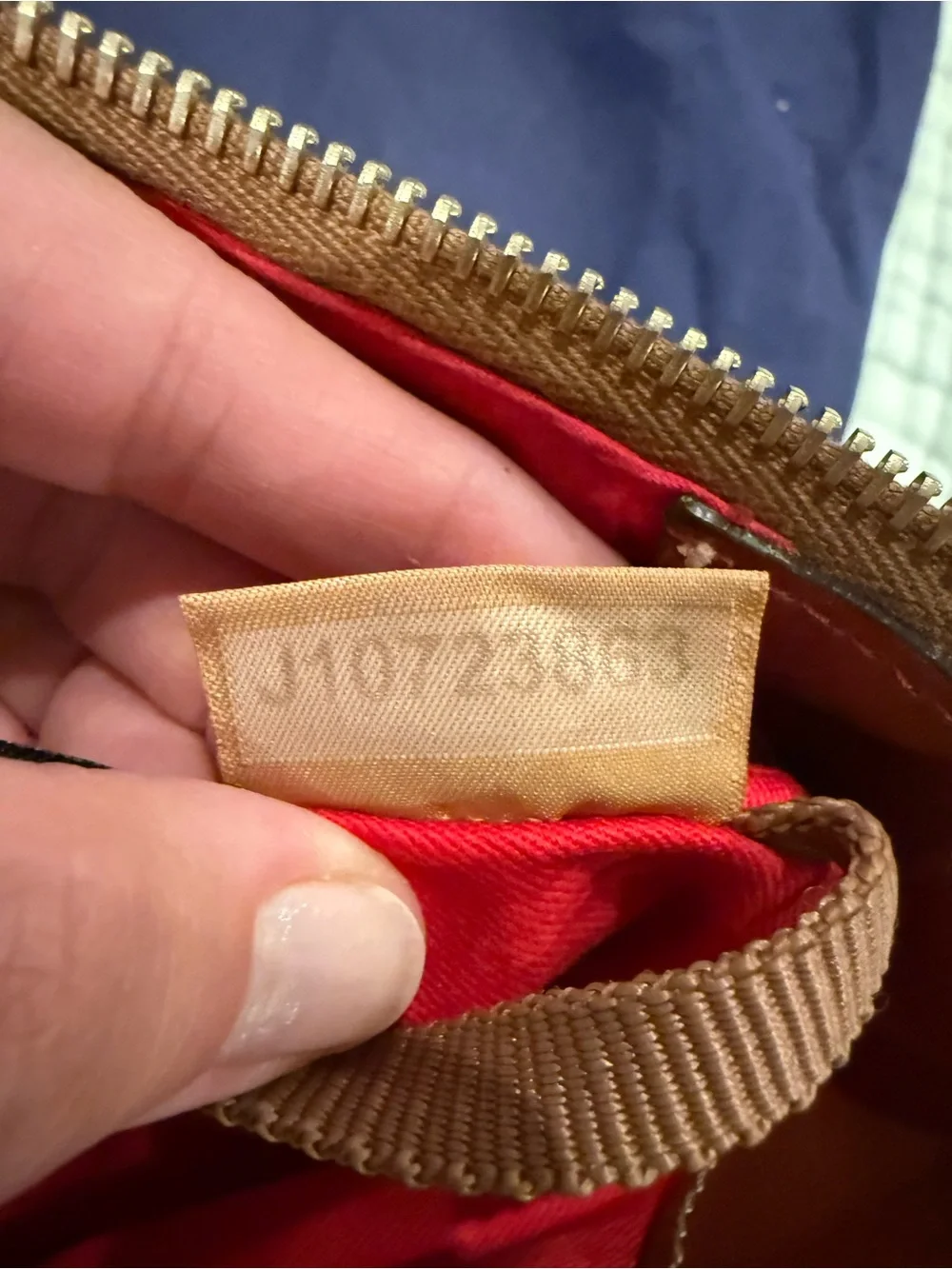 Dooney & Bourke Pebble Grain Leather Hobo Handbag - Color: Blue/British Tan Trim